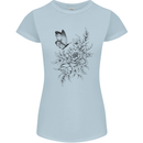 Butterfly & Flowers Womens Petite Cut T-Shirt Light Blue