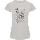 Butterfly & Flowers Womens Petite Cut T-Shirt Sports Grey