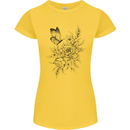 Butterfly & Flowers Womens Petite Cut T-Shirt Yellow