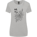 Butterfly & Flowers Womens Wider Cut T-Shirt Sports Grey