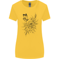 Butterfly & Flowers Womens Wider Cut T-Shirt Yellow