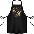 Butterfly and Flowers Nature Cotton Apron 100% Organic Black