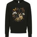 Butterfly and Flowers Nature Mens Sweatshirt Jumper Black