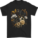 Butterfly and Flowers Nature Mens T-Shirt 100% Cotton Black