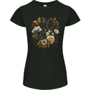 Butterfly and Flowers Nature Womens Petite Cut T-Shirt Black