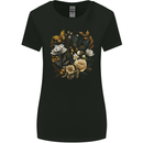 Butterfly and Flowers Nature Womens Wider Cut T-Shirt Black