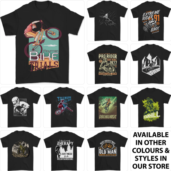 a group of t - shirts with different designs on them