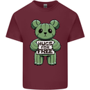 Cactus Bear Funny Hugs for Free Mens Cotton T-Shirt Tee Top Maroon