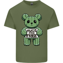 Cactus Bear Funny Hugs for Free Mens Cotton T-Shirt Tee Top Military Green