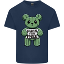 Cactus Bear Funny Hugs for Free Mens Cotton T-Shirt Tee Top Navy Blue