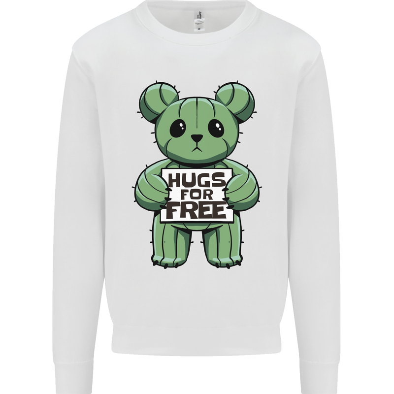 Cactus Bear Funny Hugs for Free Mens Sweatshirt Jumper White