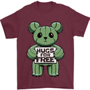 Cactus Bear Funny Hugs for Free Mens T-Shirt 100% Cotton Maroon