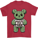Cactus Bear Funny Hugs for Free Mens T-Shirt 100% Cotton Red