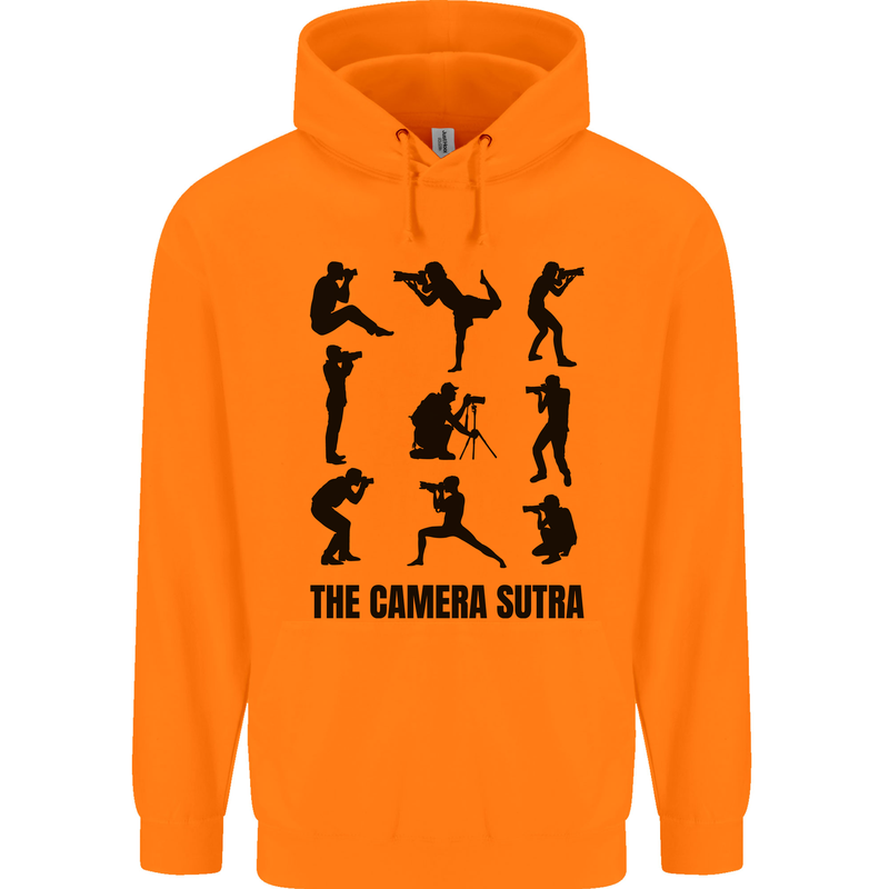 Camera Sutra Funny Photographer Photography Childrens Kids Hoodie Orange