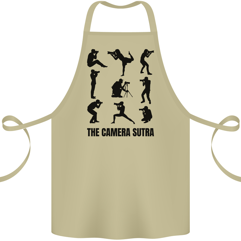 Camera Sutra Funny Photographer Photography Cotton Apron 100% Organic Khaki