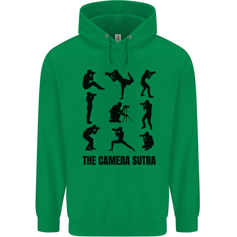 Camera Sutra Funny Photographer Photography Mens 80% Cotton Hoodie Irish Green