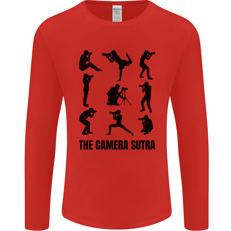Camera Sutra Funny Photographer Photography Mens Long Sleeve T-Shirt Red