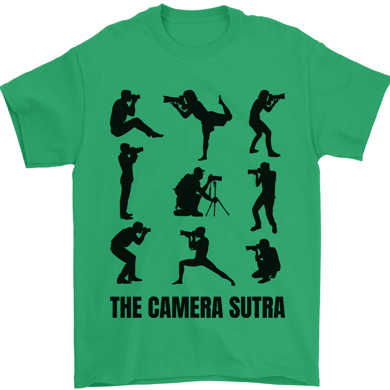 Camera Sutra Funny Photographer Photography Mens T-Shirt 100% Cotton Irish Green