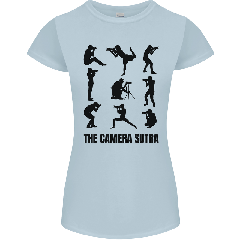 Camera Sutra Funny Photographer Photography Womens Petite Cut T-Shirt Light Blue