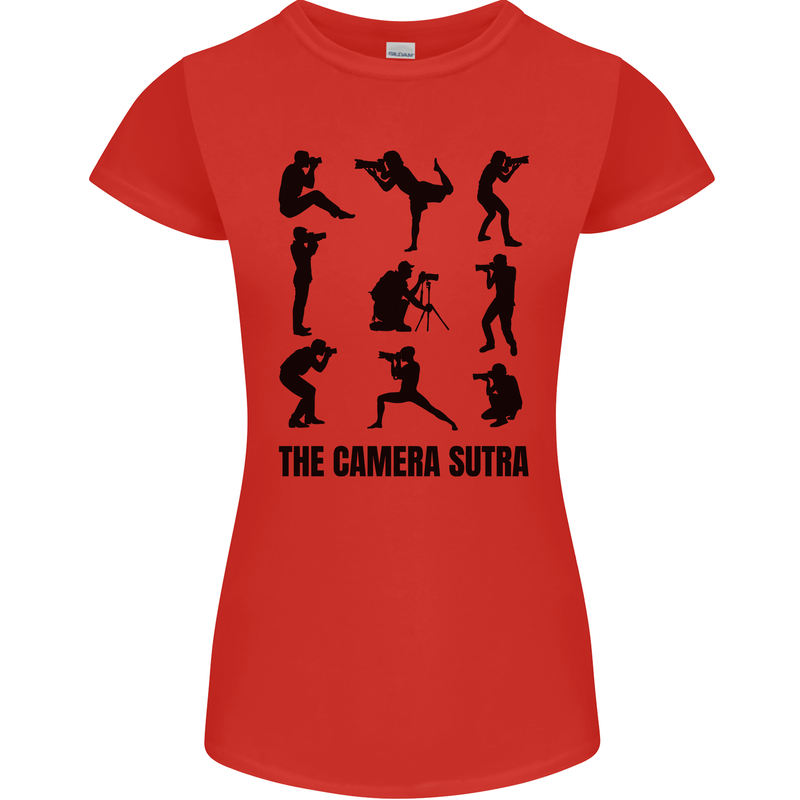 Camera Sutra Funny Photographer Photography Womens Petite Cut T-Shirt Red