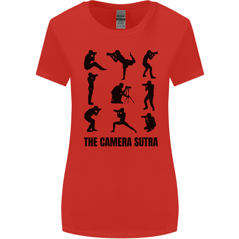 Camera Sutra Funny Photographer Photography Womens Wider Cut T-Shirt Red