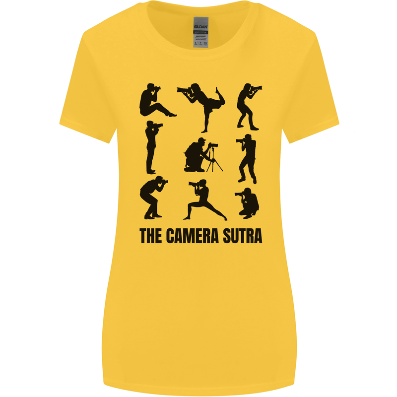Camera Sutra Funny Photographer Photography Womens Wider Cut T-Shirt Yellow