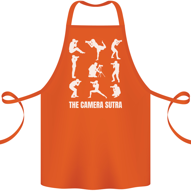 Camera Sutra Funny Photography Photographer Cotton Apron 100% Organic Orange