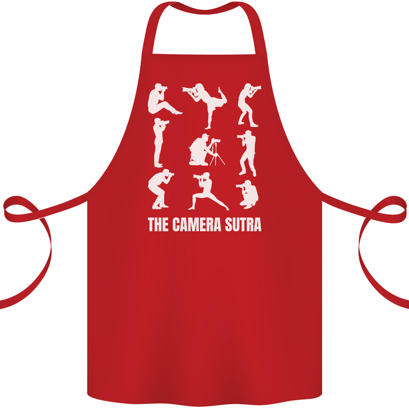Camera Sutra Funny Photography Photographer Cotton Apron 100% Organic Red