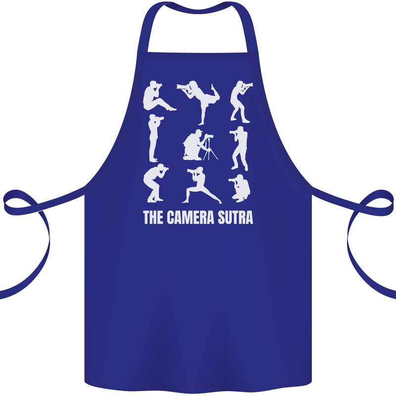 Camera Sutra Funny Photography Photographer Cotton Apron 100% Organic Royal Blue