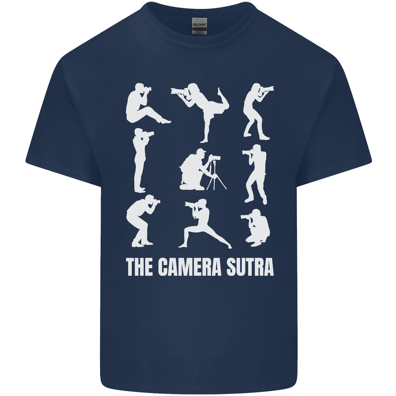 Camera Sutra Funny Photography Photographer Mens Cotton T-Shirt Tee Top Navy Blue