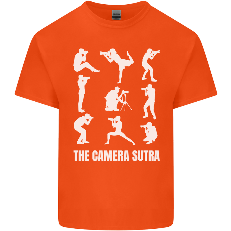 Camera Sutra Funny Photography Photographer Mens Cotton T-Shirt Tee Top Orange