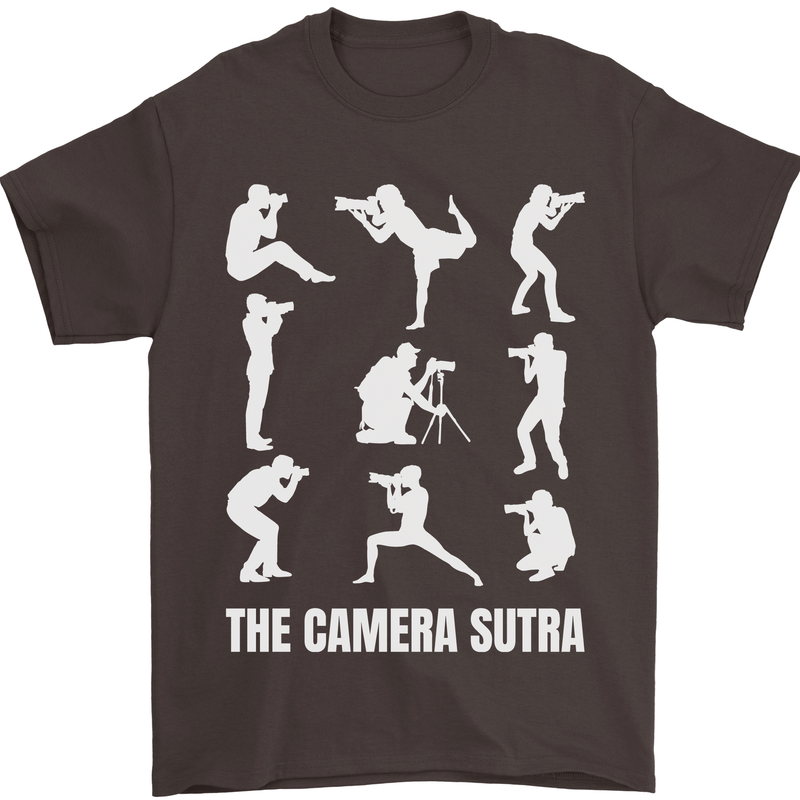 Camera Sutra Funny Photography Photographer Mens T-Shirt 100% Cotton Dark Chocolate