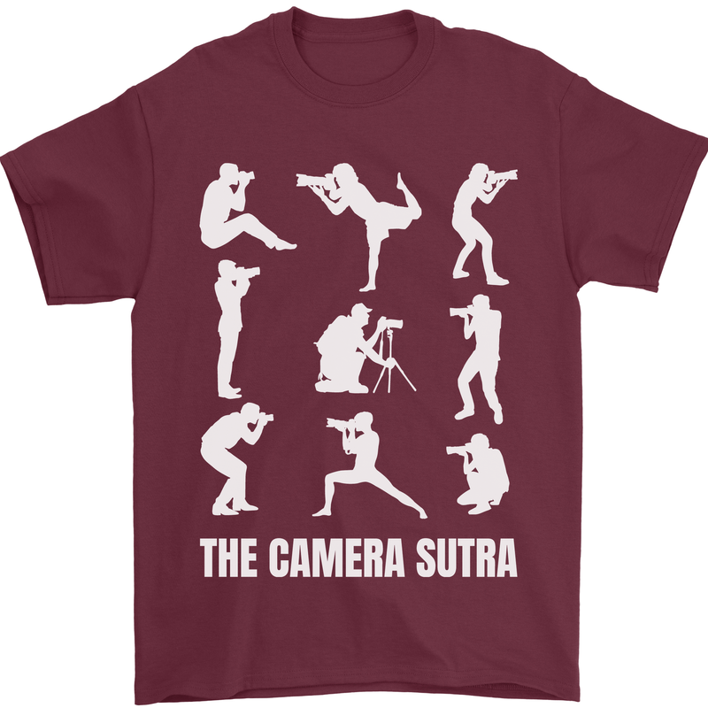 Camera Sutra Funny Photography Photographer Mens T-Shirt 100% Cotton Maroon
