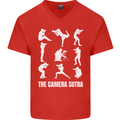 Camera Sutra Funny Photography Photographer Mens V-Neck Cotton T-Shirt Red