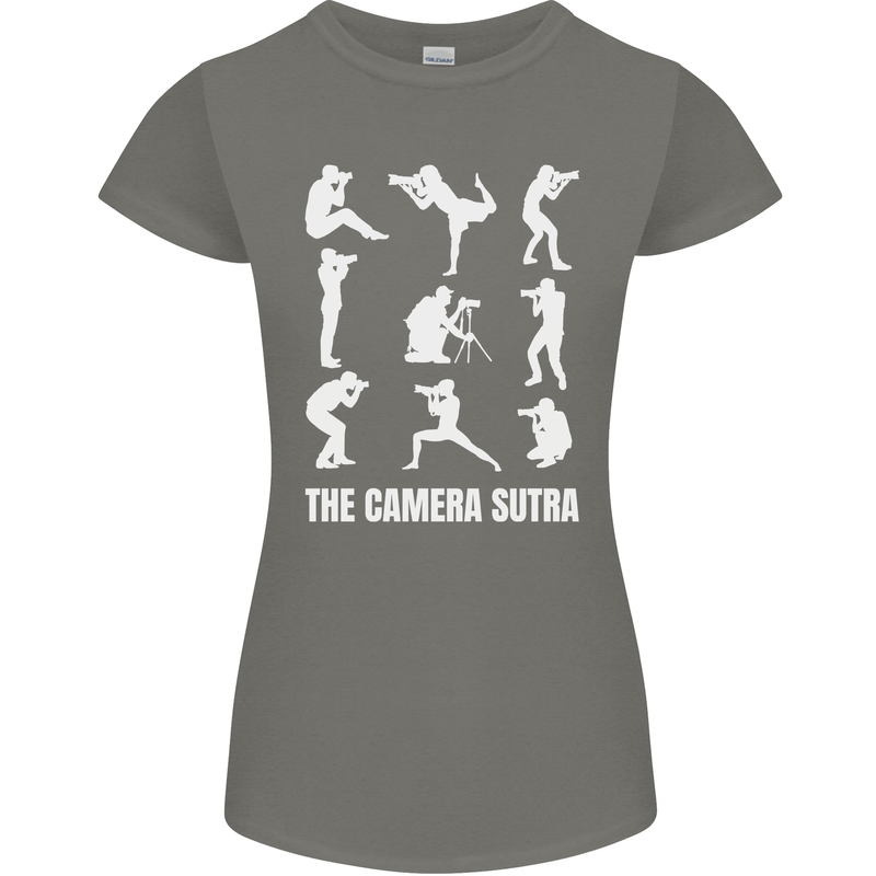 Camera Sutra Funny Photography Photographer Womens Petite Cut T-Shirt Charcoal