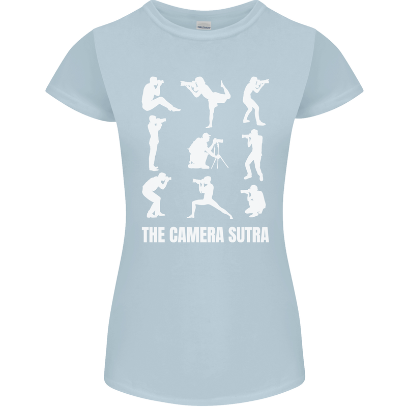 Camera Sutra Funny Photography Photographer Womens Petite Cut T-Shirt Light Blue