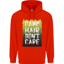 Camp Hair Dont Care Funny Camping Caravan Childrens Kids Hoodie Bright Red
