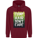 Camp Hair Dont Care Funny Camping Caravan Childrens Kids Hoodie Maroon