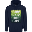 Camp Hair Dont Care Funny Camping Caravan Childrens Kids Hoodie Navy Blue
