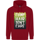 Camp Hair Dont Care Funny Camping Caravan Childrens Kids Hoodie Red