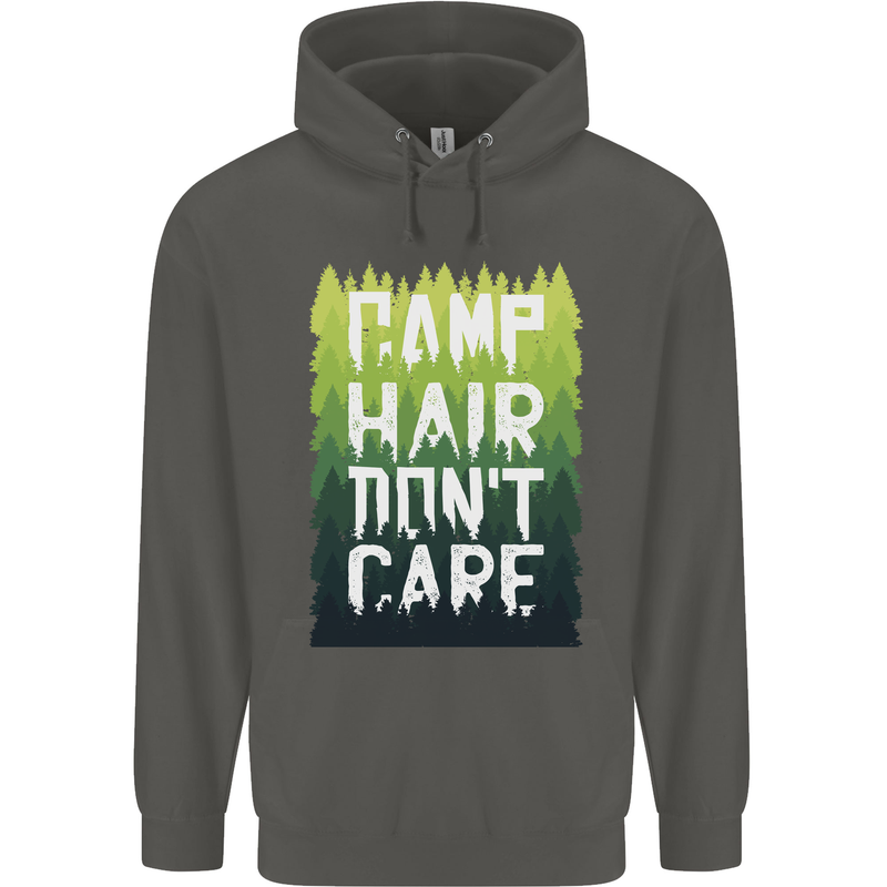 Camp Hair Dont Care Funny Camping Caravan Childrens Kids Hoodie Storm Grey