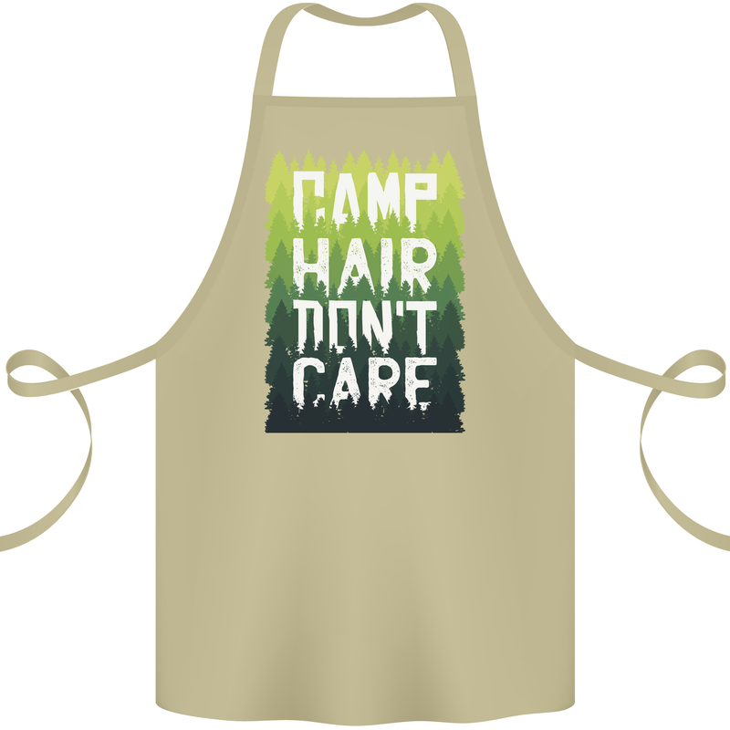 Camp Hair Dont Care Funny Camping Caravan Cotton Apron 100% Organic Khaki
