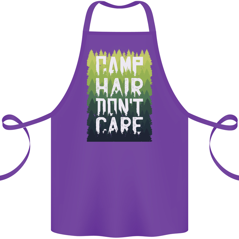 Camp Hair Dont Care Funny Camping Caravan Cotton Apron 100% Organic Purple