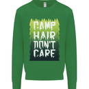 Camp Hair Dont Care Funny Camping Caravan Kids Sweatshirt Jumper Irish Green