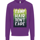 Camp Hair Dont Care Funny Camping Caravan Kids Sweatshirt Jumper Purple
