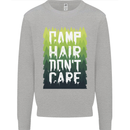 Camp Hair Dont Care Funny Camping Caravan Kids Sweatshirt Jumper Sports Grey