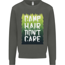 Camp Hair Dont Care Funny Camping Caravan Kids Sweatshirt Jumper Storm Grey