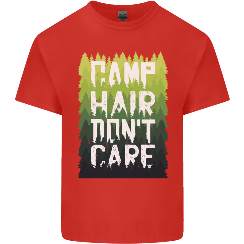 Camp Hair Dont Care Funny Camping Caravan Kids T-Shirt Childrens Red