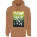 Camp Hair Dont Care Funny Camping Caravan Mens 80% Cotton Hoodie Caramel Latte