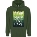 Camp Hair Dont Care Funny Camping Caravan Mens 80% Cotton Hoodie Forest Green